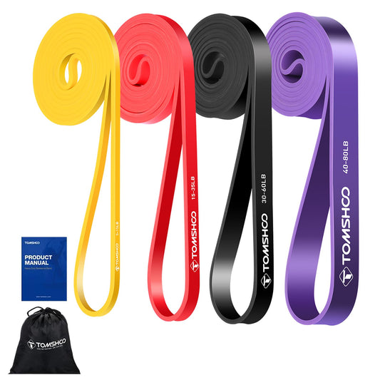 TOMSHOO Resistance Bands Set, Exercise Bands Workout Bands Elastic Bands for Exercise Pull Up Assistance Bands Fitness Bands Assist Set for Body Training, Strength, Weighted Gyms