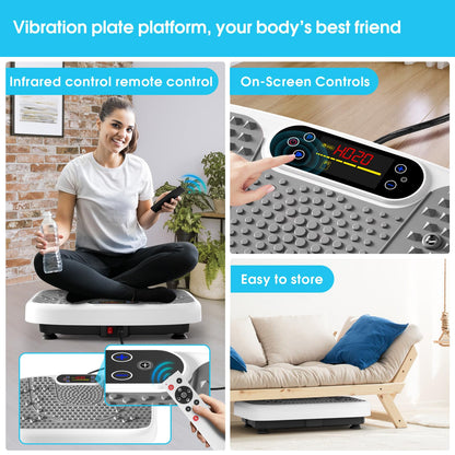 Vibration Plate Exercise Machine for Lymphatic Drainage Weight Loss,SoftGym Power Vibration Plate 300-400 Lbs Capacity Full Whole Body Workout Vibration Platform,Waver Vibration Plate for Home Fitness