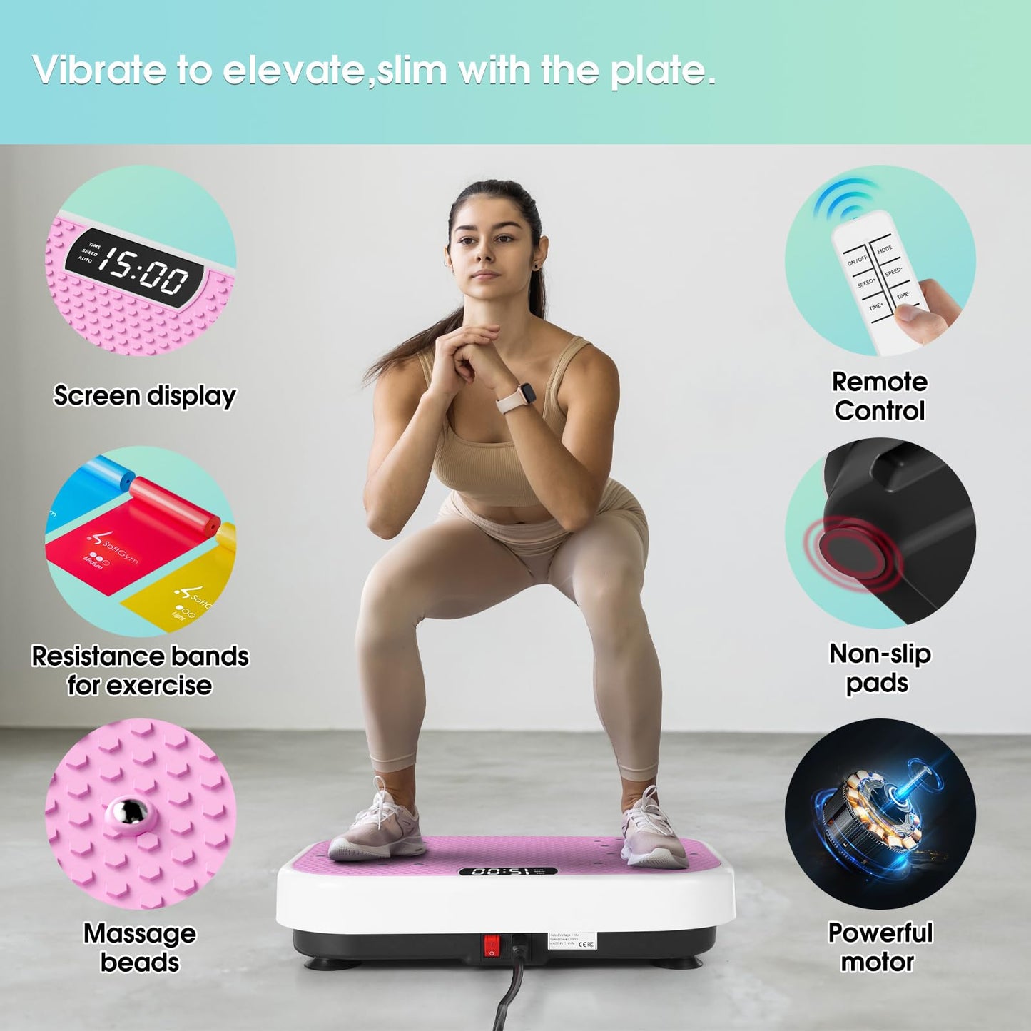 Vibration Plate Exercise Machine Shaking Board Machine for Weight Loss,SoftGym Power Vibration Plate 400 Lbs Capacity Full Whole Body Workout Vibration Platform,Waver Vibration Plate for Home Fitness