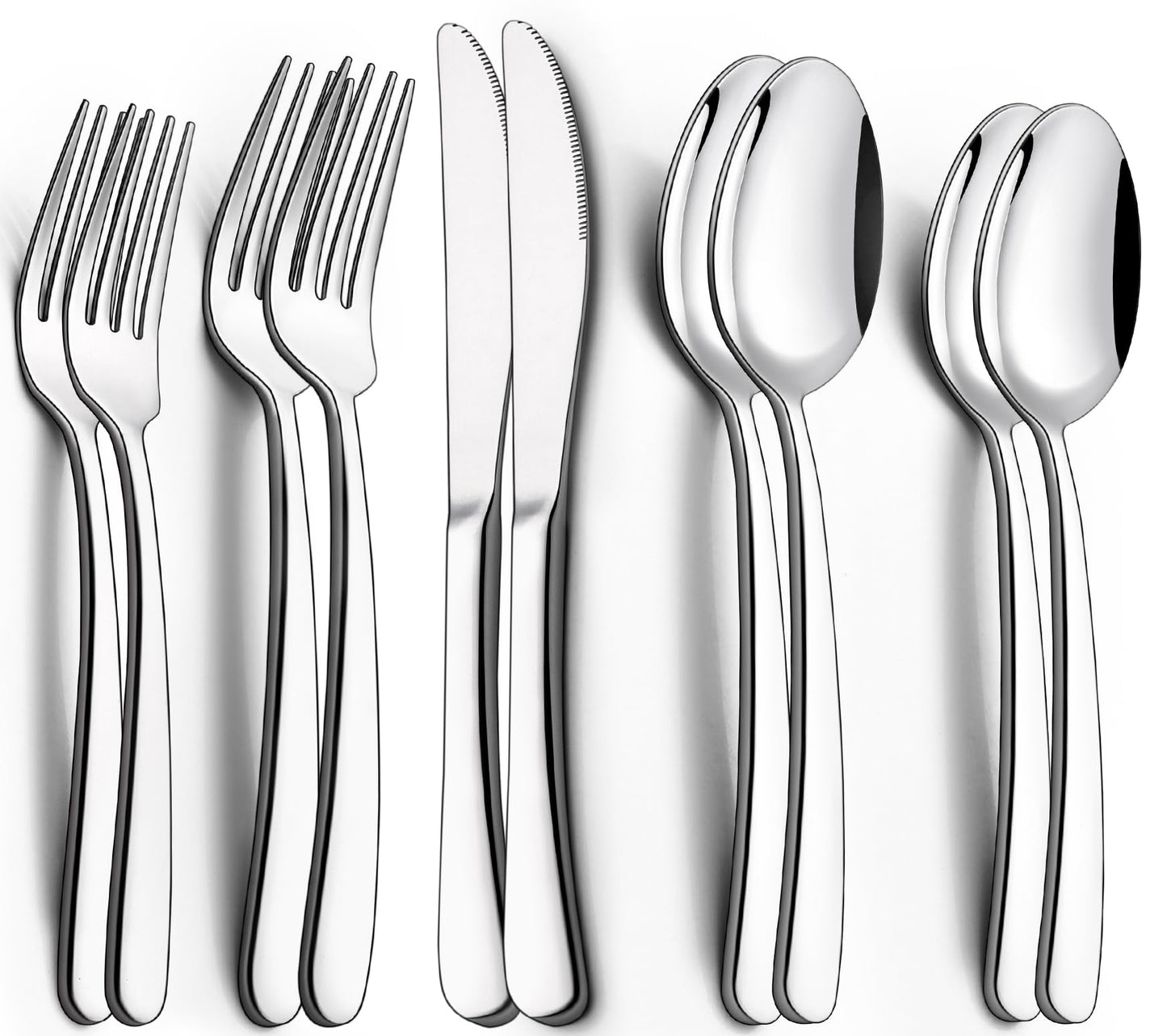 40-Piece Silverware Set, EWFEN Heavy Duty Stainless Steel Solid Flatware Set for 8, Food-Grade Tableware Cutlery Set, Utensil Sets for Home Restaurant, Mirror Finish, Dishwasher Safe