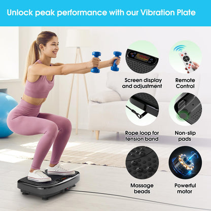 Vibration Plate Exercise Machine for Lymphatic Drainage Weight Loss,SoftGym Power Vibration Plate 300-400 Lbs Capacity Full Whole Body Workout Vibration Platform,Waver Vibration Plate for Home Fitness