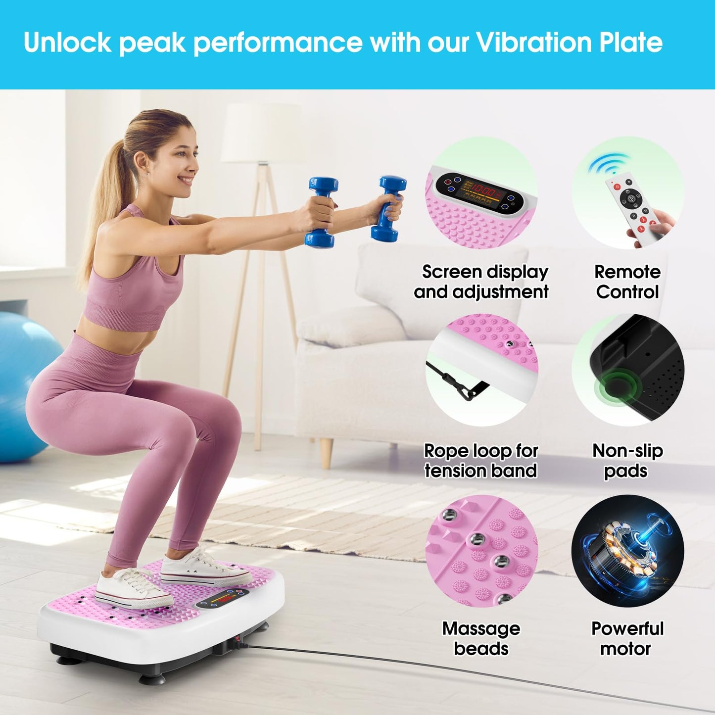 Vibration Plate Exercise Machine for Lymphatic Drainage Weight Loss,SoftGym Power Vibration Plate 300-400 Lbs Capacity Full Whole Body Workout Vibration Platform,Waver Vibration Plate for Home Fitness