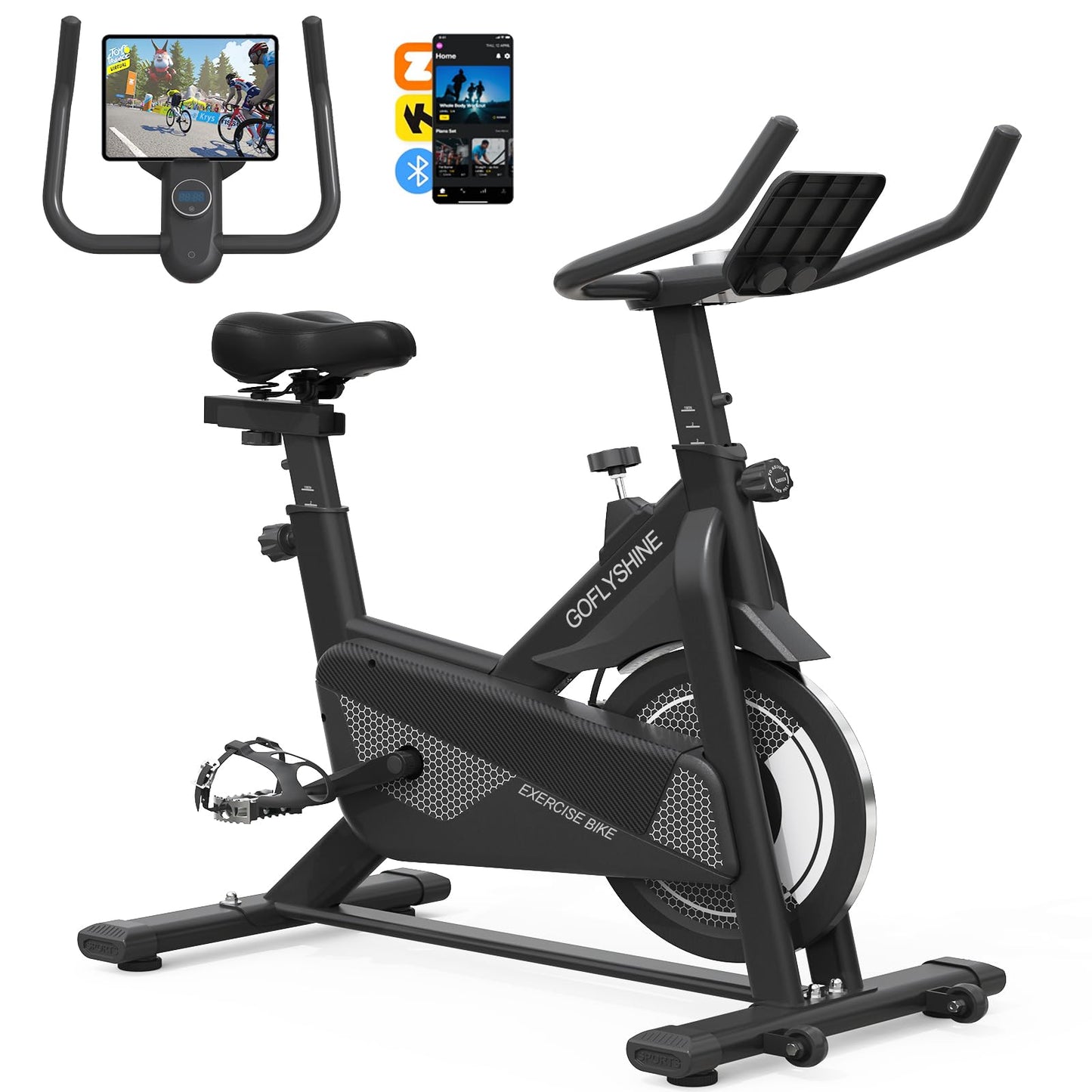 Exercise Bike, Stationary Bike Indoor Cycling Bike for Home Cardio Gym 300lbs Weight Capacity, Workout Bike with Heavy Flywheel, Seat Cushion, LCD Monitor, Optoelectronic Heart Rate,Silent Belt Drive