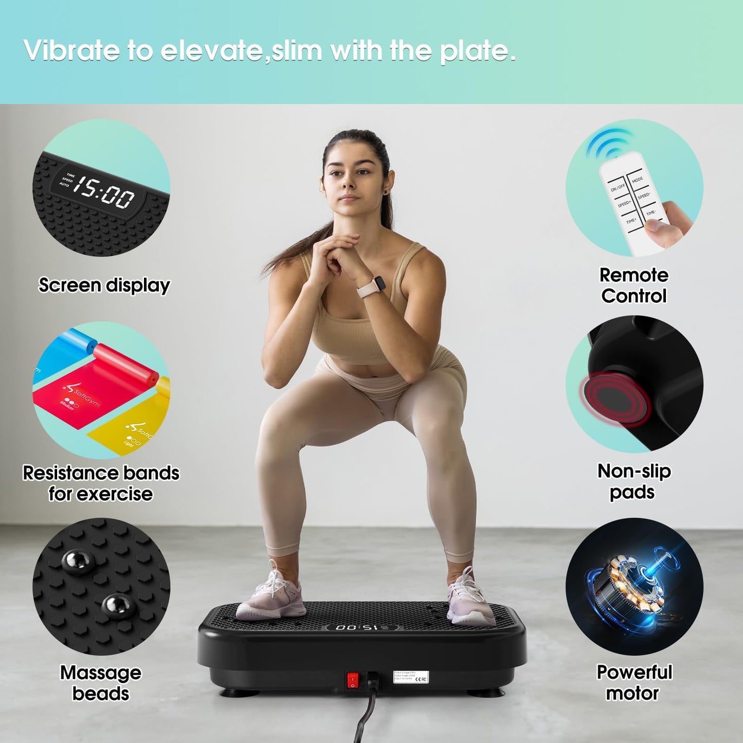 Vibration Plate Exercise Machine Shaking Board Machine for Weight Loss,SoftGym Power Vibration Plate 400 Lbs Capacity Full Whole Body Workout Vibration Platform,Waver Vibration Plate for Home Fitness