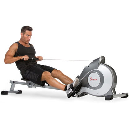 Sunny Health & Fitness Magnetic Rowing Machine Rower with 8-Level Resistance, 53.4" Extended Slide Rail & Digital LCD Display - SF-RW5515