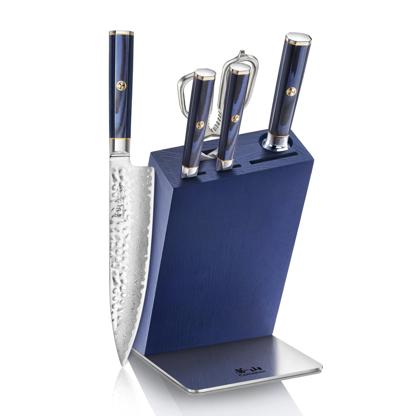 Cangshan KITA Series 6-Piece Knife HUA Block Set, High Carbon X-7 Damascus Steel, 501783 (Blue, 6pc)