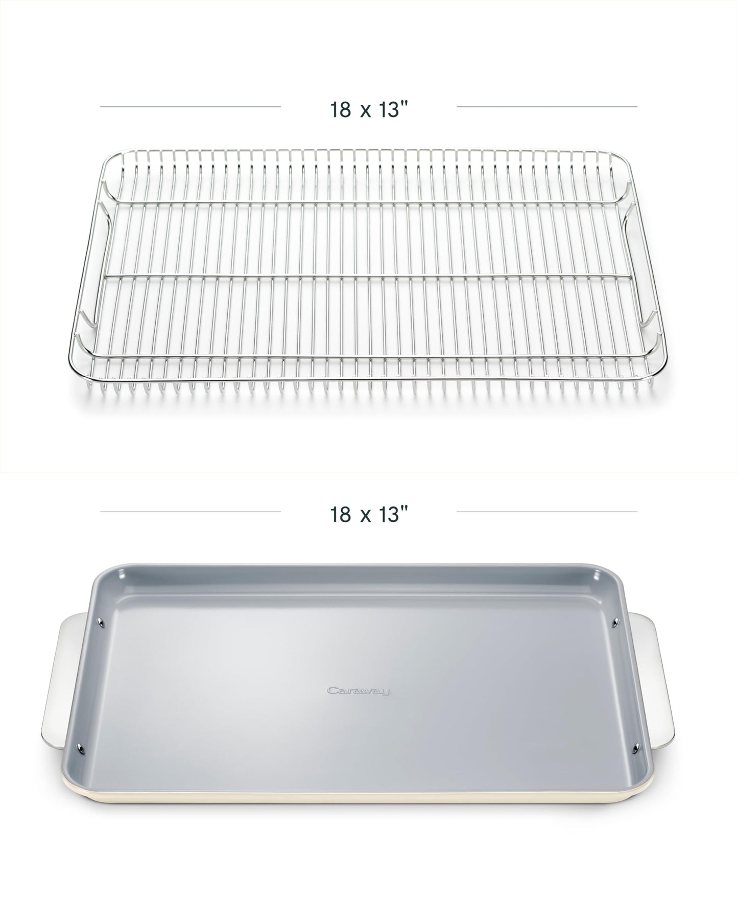 Caraway Non-Stick Ceramic Baking Sheet & Cooling Rack - Ceramic Coated - Non-Toxic, PTFE & PFOA Free - Perfect for Baking, Roasting, and More - Large (18" x 13") - Cream