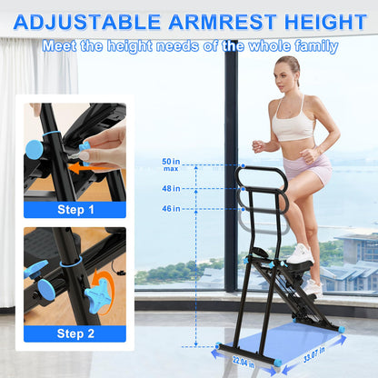 HXD-ERGO Stair Stepper for Home Gym,Folding Vertical Climber Cardio Exercise Machine,Stair Climber for Full Body Workout with Adjustable Handlebar for Women & Men(Black)