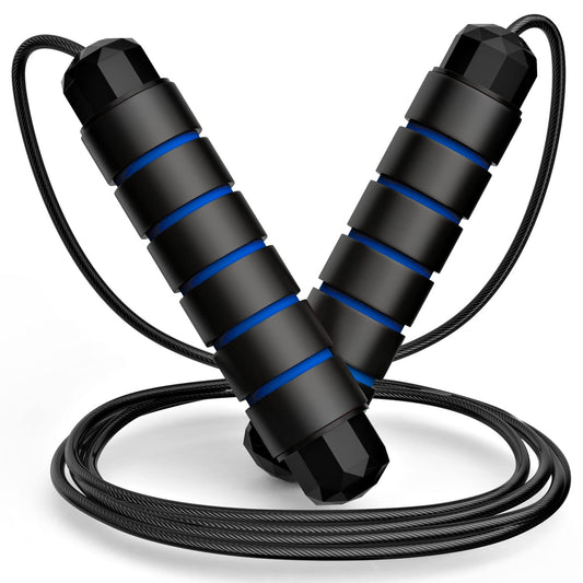 Jump Rope, Tangle-Free Rapid Speed Jumping Rope Cable with Ball Bearings for Women, Men, and Kids, Adjustable Steel Jump Rope Workout with Foam Handles for Fitness,1 Pck,Blue