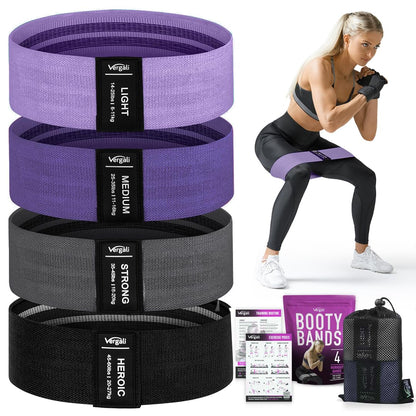 Resistance Bands for Working Out with Workout Bands Guide. 4 Booty Bands for Women Men Fabric Elastic Bands for Exercise Bands Resistance Bands for Legs Bands for Working Out Hip Thigh Glute Bands Set