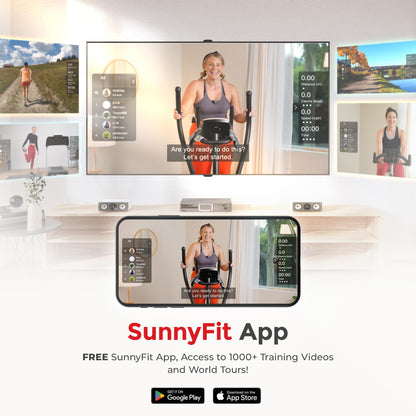 Sunny Health & Fitness Programmable Electro-Magnetic Elliptical Cross Trainer Exercise Machine, 24 Pre-Set Workout Modes for Full Body Training, Bluetooth Link w/Exclusive SunnyFit App–SF-E3912SSMART