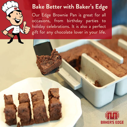 Baker's Edge Brownie Pan, The Original All Edges Brownie Pan for Baking | Premium Doble Nonstick Coating, Heavy Gauge Cast Aluminum Construction, Rectangular 9x12” Size Baking Pan - US Patented Design