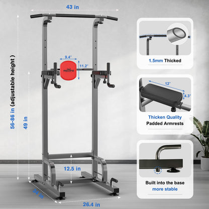 RELIFE REBUILD YOUR LIFE Power Tower Pull Up Bar Station Workout Dip Station for Home Gym Strength Training Fitness Equipment