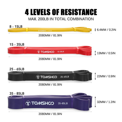 TOMSHOO Resistance Bands Set, Exercise Bands Workout Bands Elastic Bands for Exercise Pull Up Assistance Bands Fitness Bands Assist Set for Body Training, Strength, Weighted Gyms