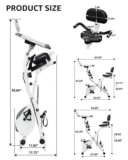 Foldable Exercise Bike Stationary Bikes for Home, 5 IN 1 Indoor Workout Bike for Seniors, with 16-Level Quiet Magnetic Resistance, 6.6 LBS Flywheel and 330LBS Capacity, 2025 Designed 819 X-bike