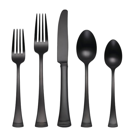 Lenox Portola Satin Black Piece Flatware Set, 20 Count, Metallic