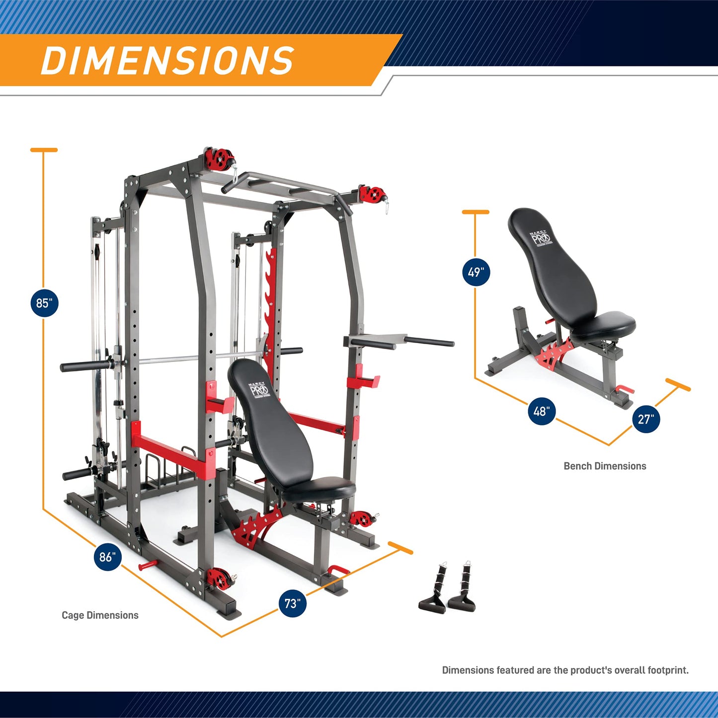 Marcy 3 in 1 Smith Machine Home Gym System with Upper and Lower Dual Cable Crossovers and Adjustable Bench for Full Body Training, Black