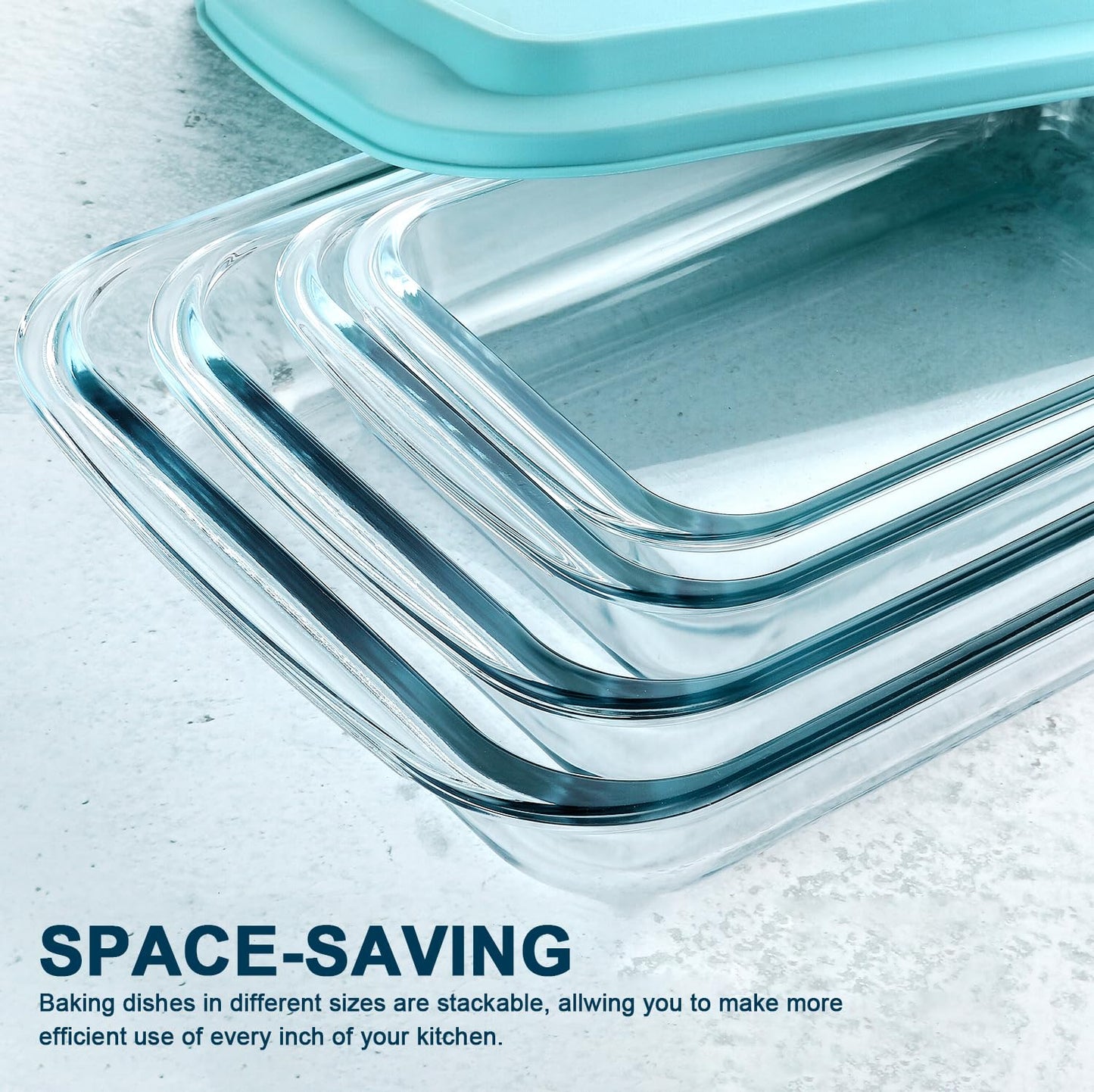 8-Piece Deep Glass Baking Dish Set with Plastic lids,Rectangular Glass Bakeware Set with Lids, Baking Pans for Lasagna, Leftovers, Cooking, Kitchen, Freezer-to-Oven and Dishwasher, Green