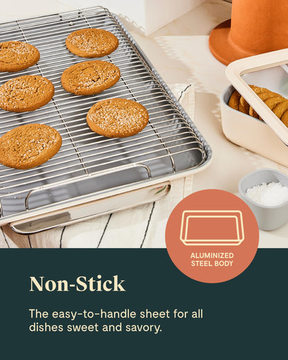 Caraway Non-Stick Ceramic Baking Sheet & Cooling Rack - Ceramic Coated - Non-Toxic, PTFE & PFOA Free - Perfect for Baking, Roasting, and More - Large (18" x 13") - Gray