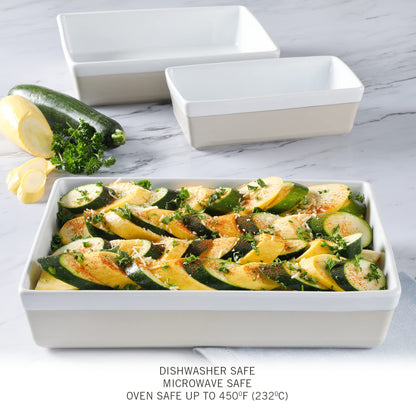 MARTHA STEWART 3 Piece Oven to Table Stoneware Bakeware, Baking Dish & Casserole Set- Grey