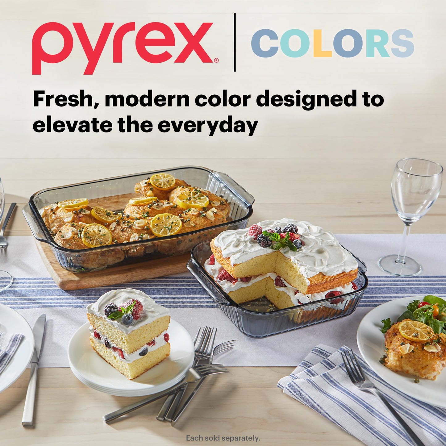 Pyrex Colors (8"x8") Tinted Glass Baking Dish with BPA-Free Lid, Oblong Bakeware Glass Pan For Casserole & Lasagna, Dishwasher, Freezer, Microwave and Pre-Heated Oven Safe, Smoke