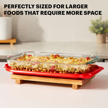 Pyrex Basics 3 QT Glass Baking Dish With Plastic Lid, Casserole Dish, Glass Food Container, Oven, Freezer And Microwave Safe, Clear Container