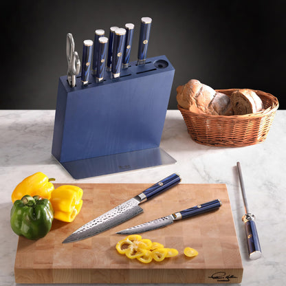 Cangshan KITA Series 12-Piece Knife Block Set, HUA Ash Wood Block, 501790 (Blue, 12pc)