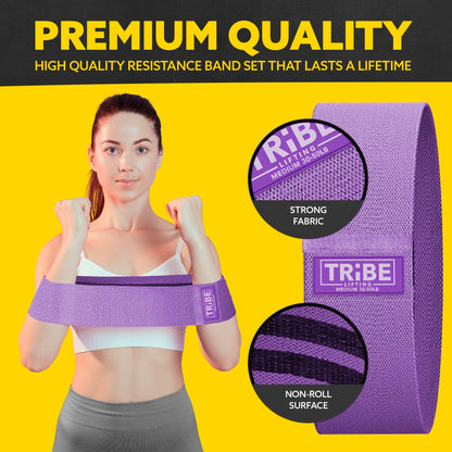 Fabric Resistance Bands for Legs - Workout Bands Resistance Bands for Men and Women - Booty Bands for Working Out - Exercise Bands Resistance Bands Set - Elastic Bands for Exercise (Purple)