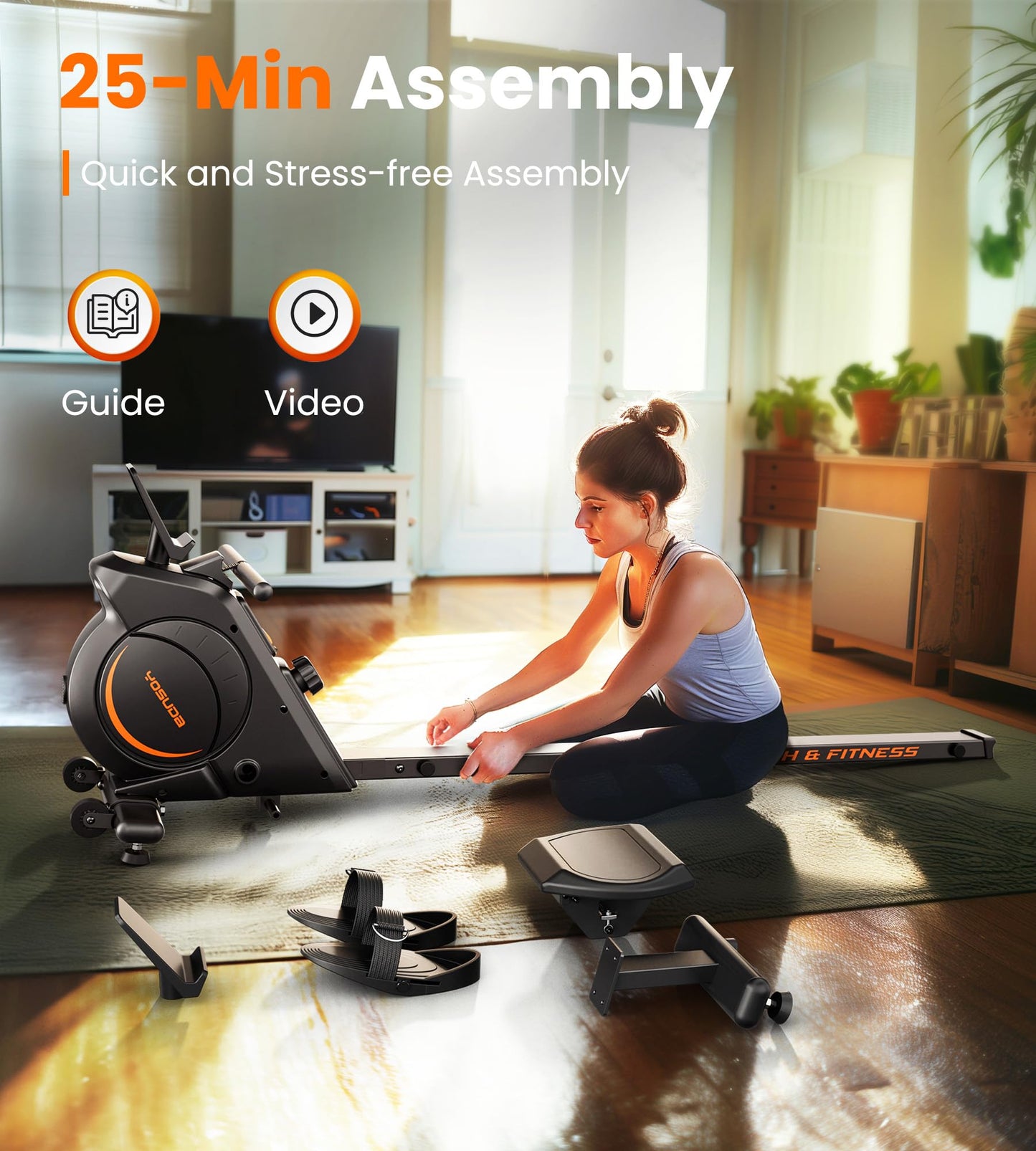 YOSUDA Magnetic Rowing Machine 350 LB Weight Capacity - Rower Machine for Home Use with LCD Monitor, Tablet Holder and Comfortable Seat Cushion-New Version