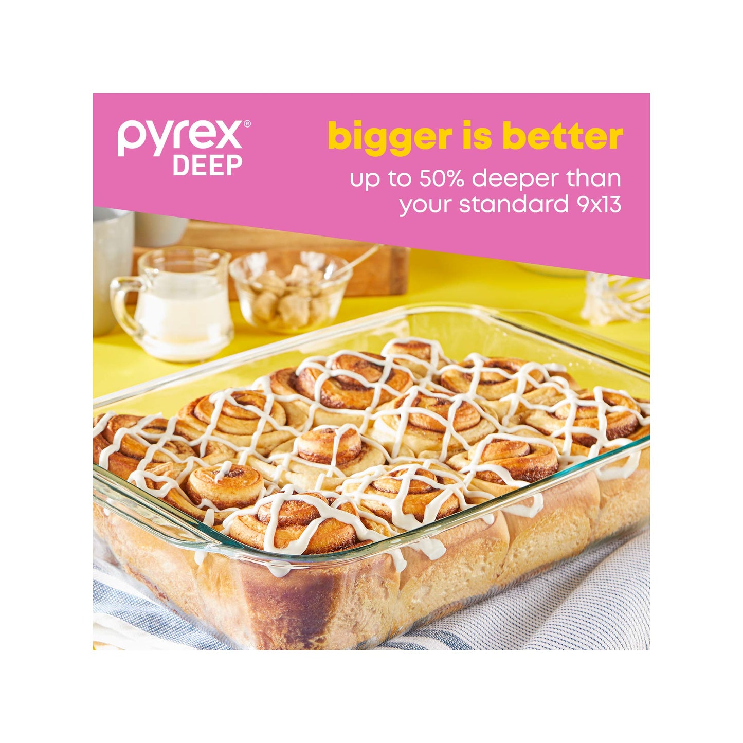 Pyrex Deep 3-Pack Glass Baking Dish Set (9"x13", 7"x11", 8"x8") With BPA-Free Lids, Rectangular Glass Bakeware, Dishwasher, Microwave, Freezer & Pre-Heated Oven Safe