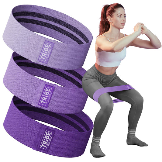 Fabric Resistance Bands for Legs - Workout Bands Resistance Bands for Men and Women - Booty Bands for Working Out - Exercise Bands Resistance Bands Set - Elastic Bands for Exercise (Purple)