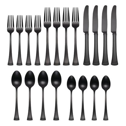 Lenox Portola Satin Black Piece Flatware Set, 20 Count, Metallic