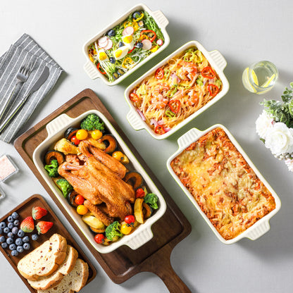 MALACASA Bakeware Set of 4, Porcelain Baking Pans Set for Oven, Casserole Dish, Ceramic Rectangular Baking Dish Lasagna Pans for Cooking Cake Kitchen, Green (9.4"/11.1"/12.2"/14.7"), Series BAKE.BAKE