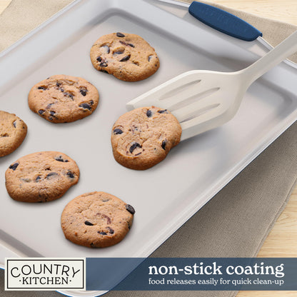 Country Kitchen Nonstick Stackable Bakeware Set - Durable, Easy Release Baking Set, Navy, 10 Pcs