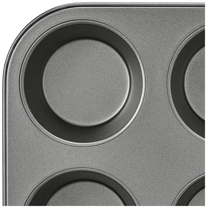 Amazon Basics Nonstick Round Muffin Baking Pan, 12 Cups, Set of 2, Gray, 13.9x10.55x1.22"